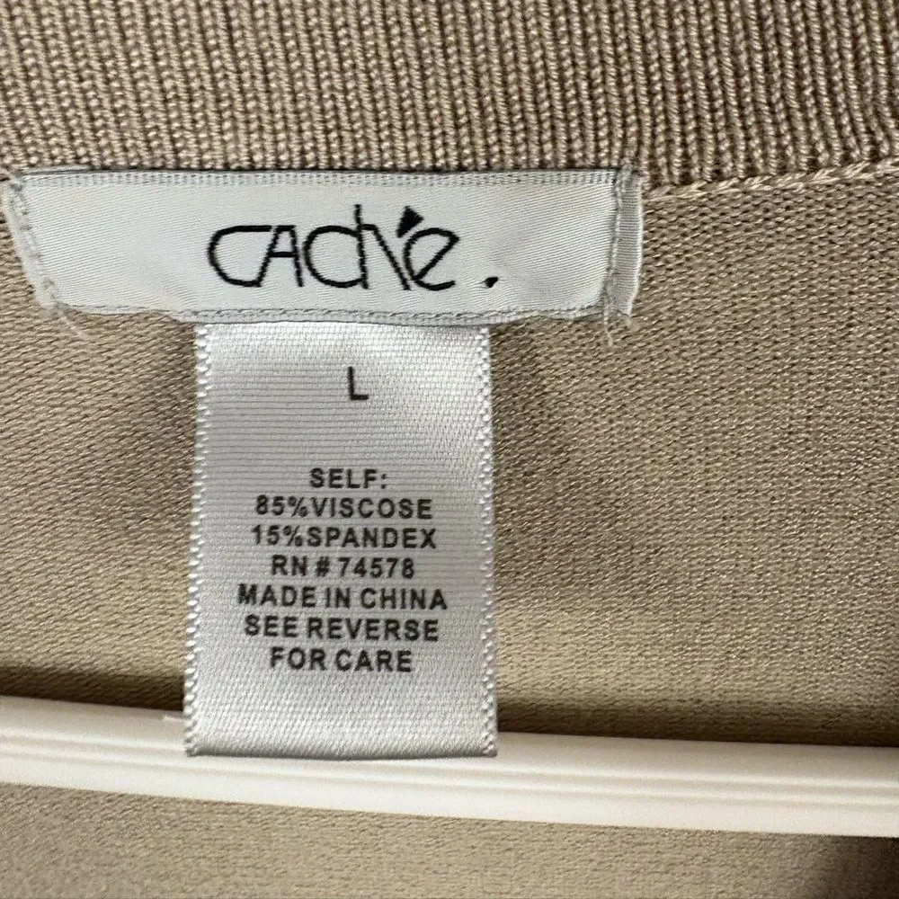 Cache Vintage Y2K Tan Beaded Crop Cardigan Large Workwear Casual Old Money